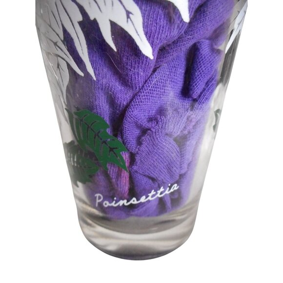 MCM Peanut Butter Drinking Juice Glass Tumbler White Poinsettia Estate find 5" - Picture 2 of 4